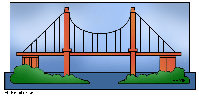 Free Architecture Clip Art by Phillip Martin, Suspension Bridge