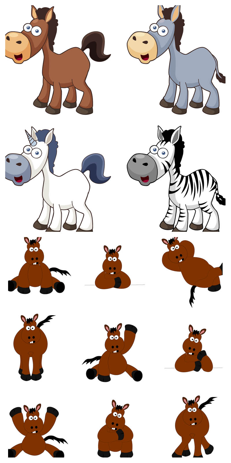 Cartoon horses vector | Vector Graphic Freebies - EPS, AI Clip Art