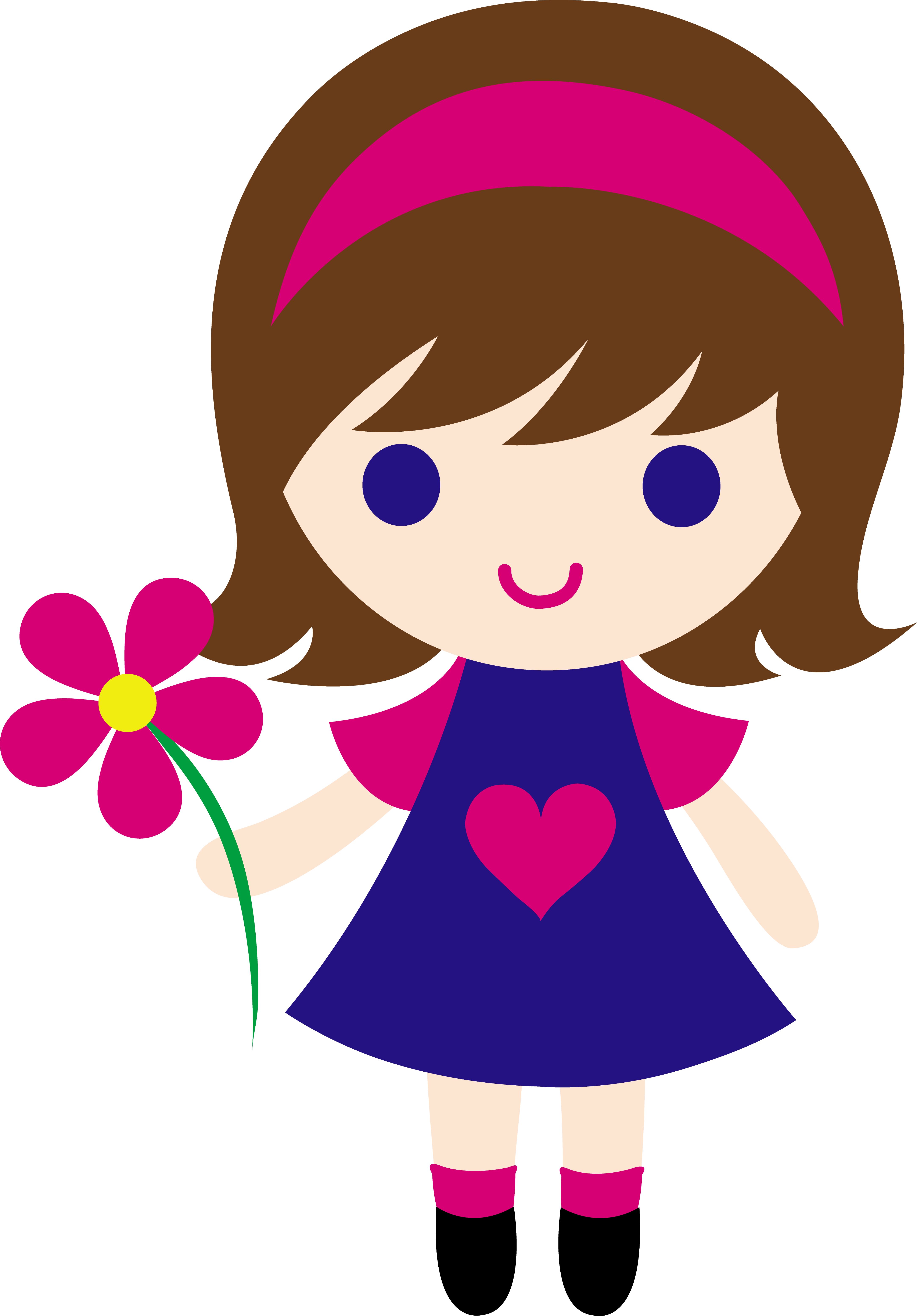 Clipart Girl Holding Flower