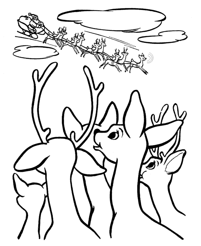 Rudolph the Red Nose Reindeer Coloring Page - Rudolph leads the ...