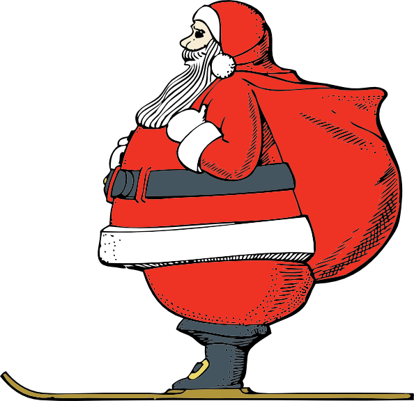 Skiing Santa clip art - vector clip art online, royalty free ...