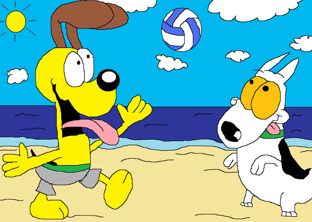 Odie and Spunky playing on the beach by HouseOfFrancis on deviantART