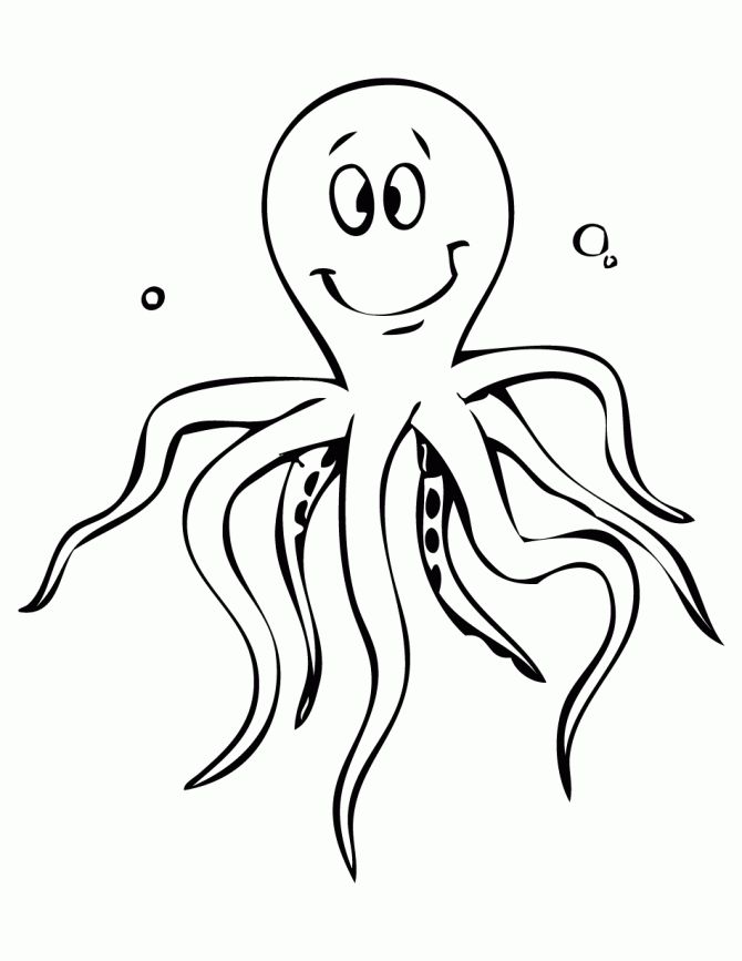 Smiling Octopus Coloring Page | O ... is for Alphabet | Pinterest