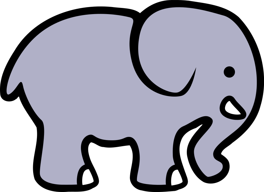 2D cartoon elephant small clipart 300pixel size, free design ...