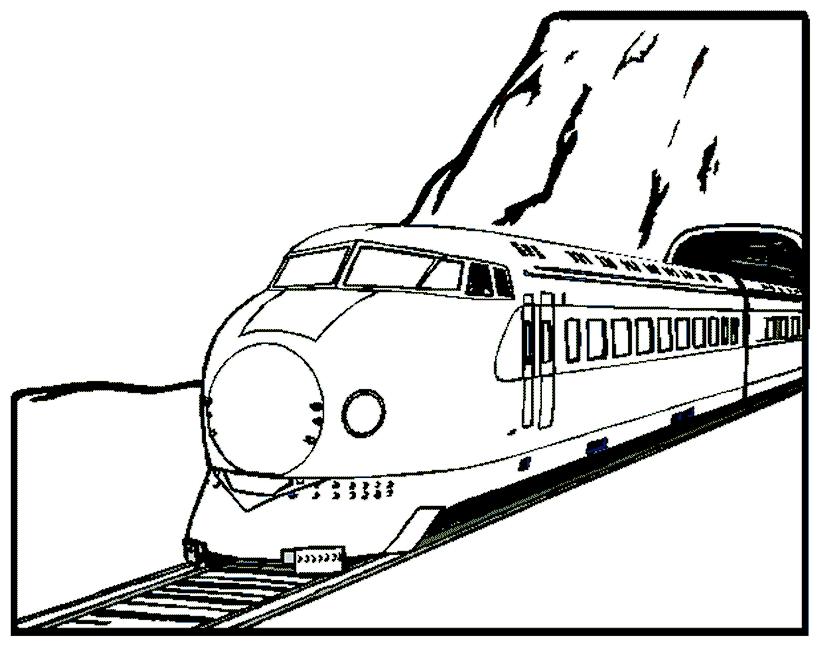 train passed tunnel coloring page kids | thingkid.