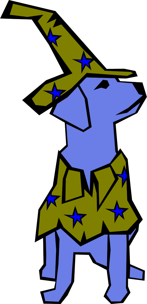 Dog Sitting Wearing Tall Hat - vector Clip Art