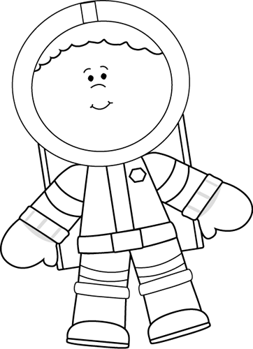 Black and White Little Boy Astronaut Clip Art - Black and White ...