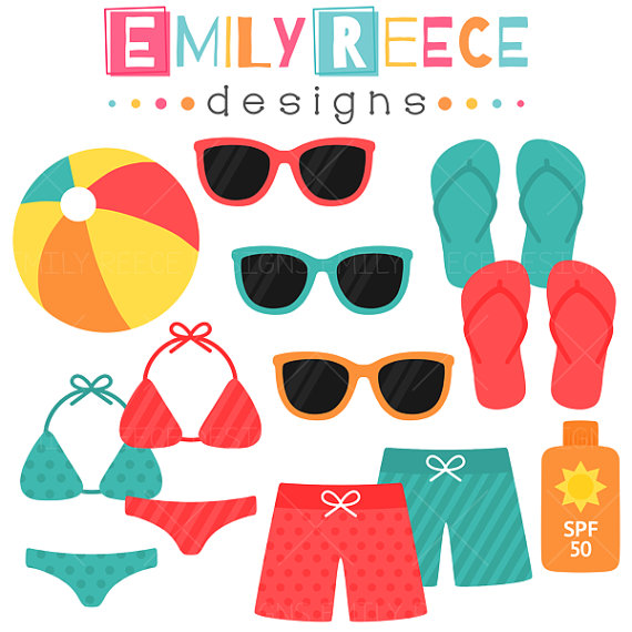 DOLLAR SALE Summer Beach Swim Trunks Bikini by EmilyReeceDesigns