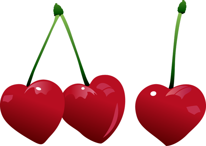 Hearts Cherries Clipart