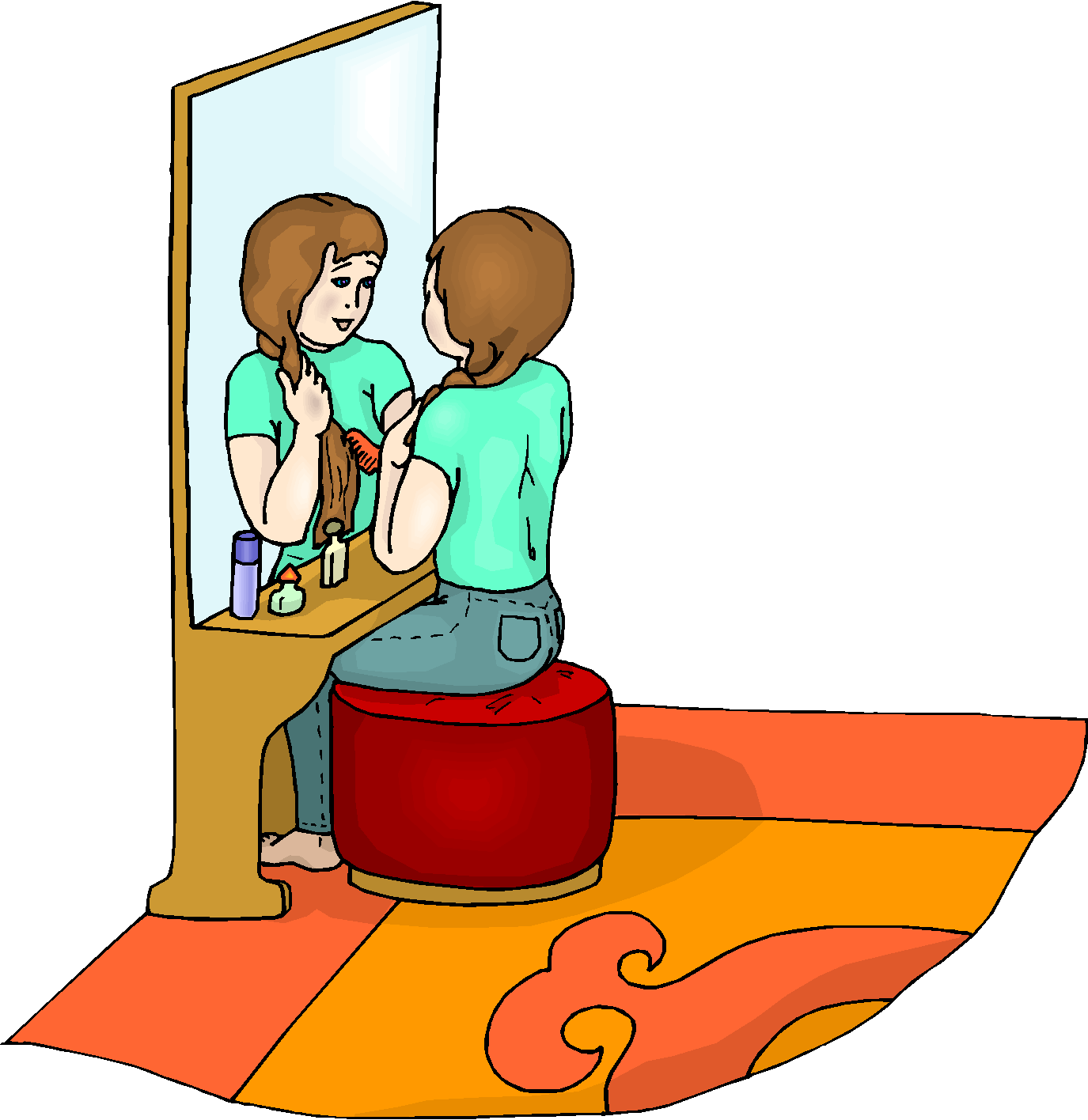 Girl combing hair free clipart | Clipart Panda - Free Clipart Images