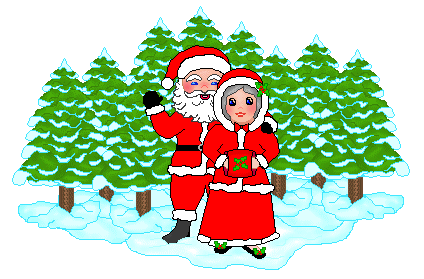 Christmas Clip Art - Santa And Mrs. Claus in Snow - Santa and Sleigh