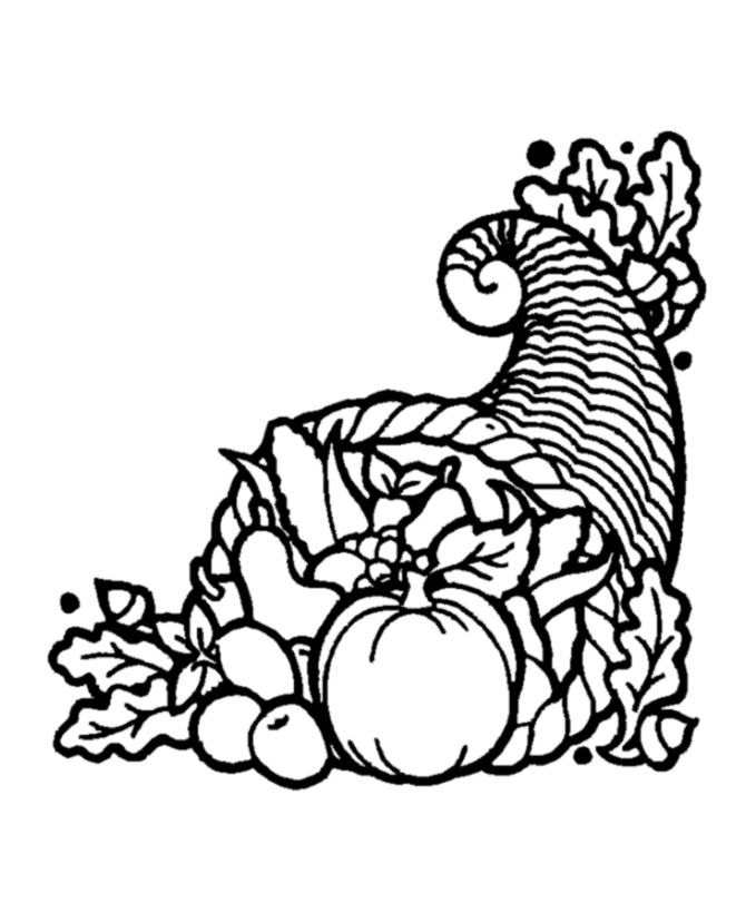 Thanksgiving Day Coloring Page Sheets - Cornucopia 3 (Horn of ...