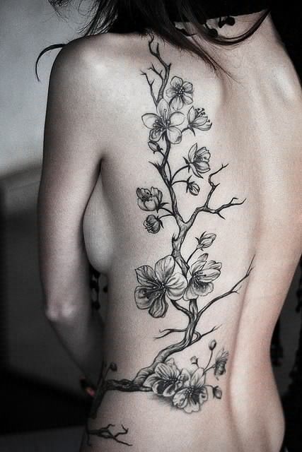 Black tree flower models tattoo black tree Beautiful design idea ...