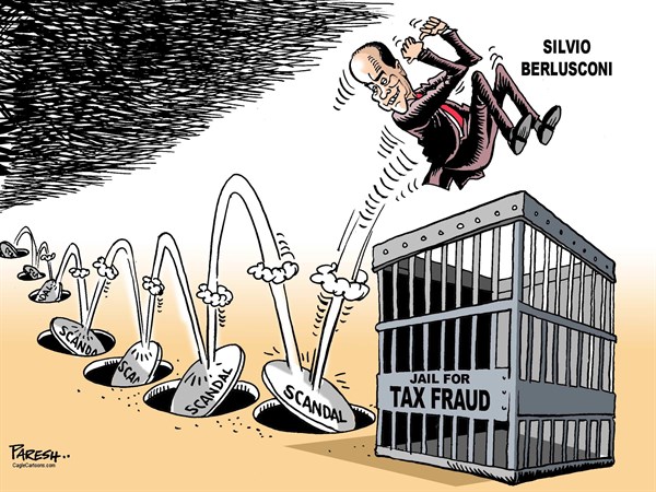 Jail for Berlusconi by Political Cartoonist Paresh Nath