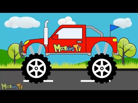 Red Monster Truck - Monster Trucks For Children - Mega Kids Tv ...