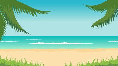 Animation Of Tropical Landscape - Beach, Sea, Waves, Palms Stock ...