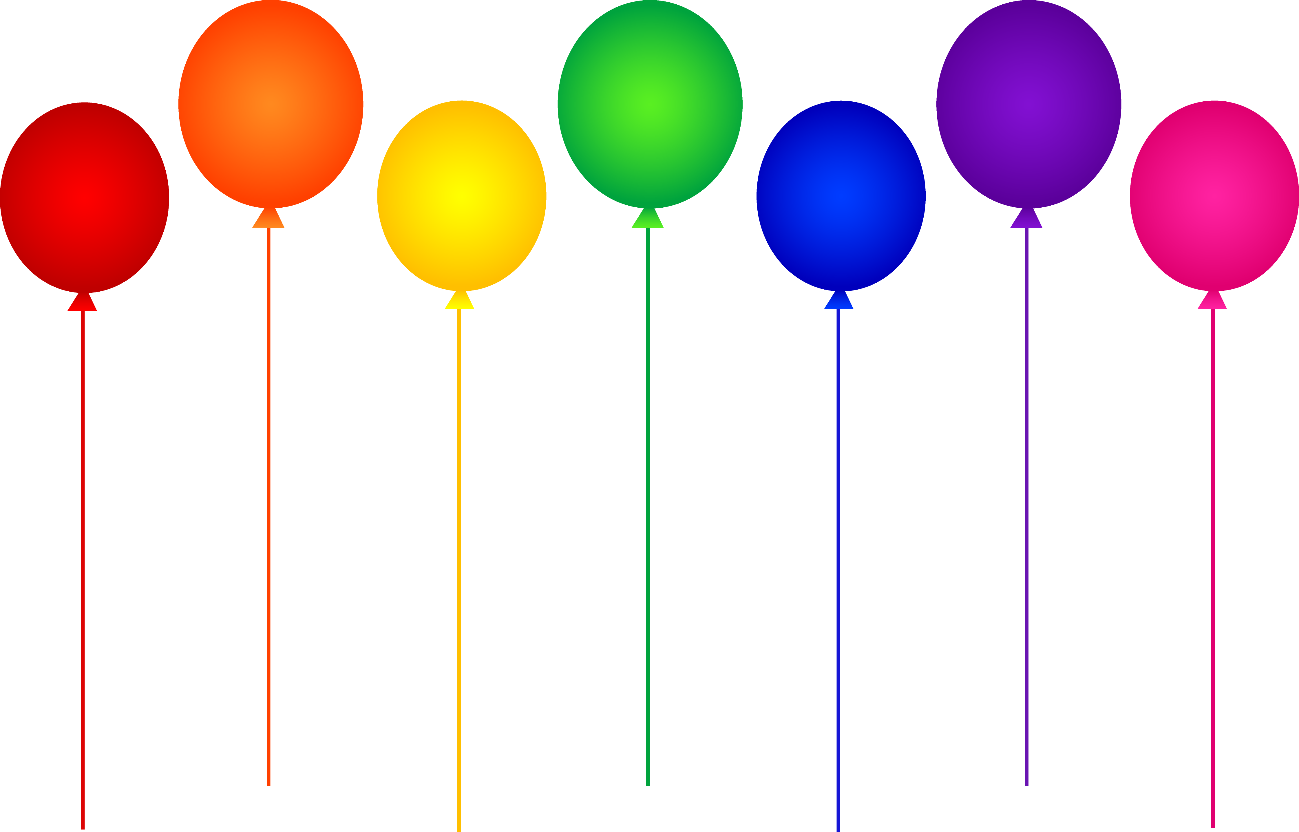 Seven Rainbow Birthday Party Balloons - Free Clip Art