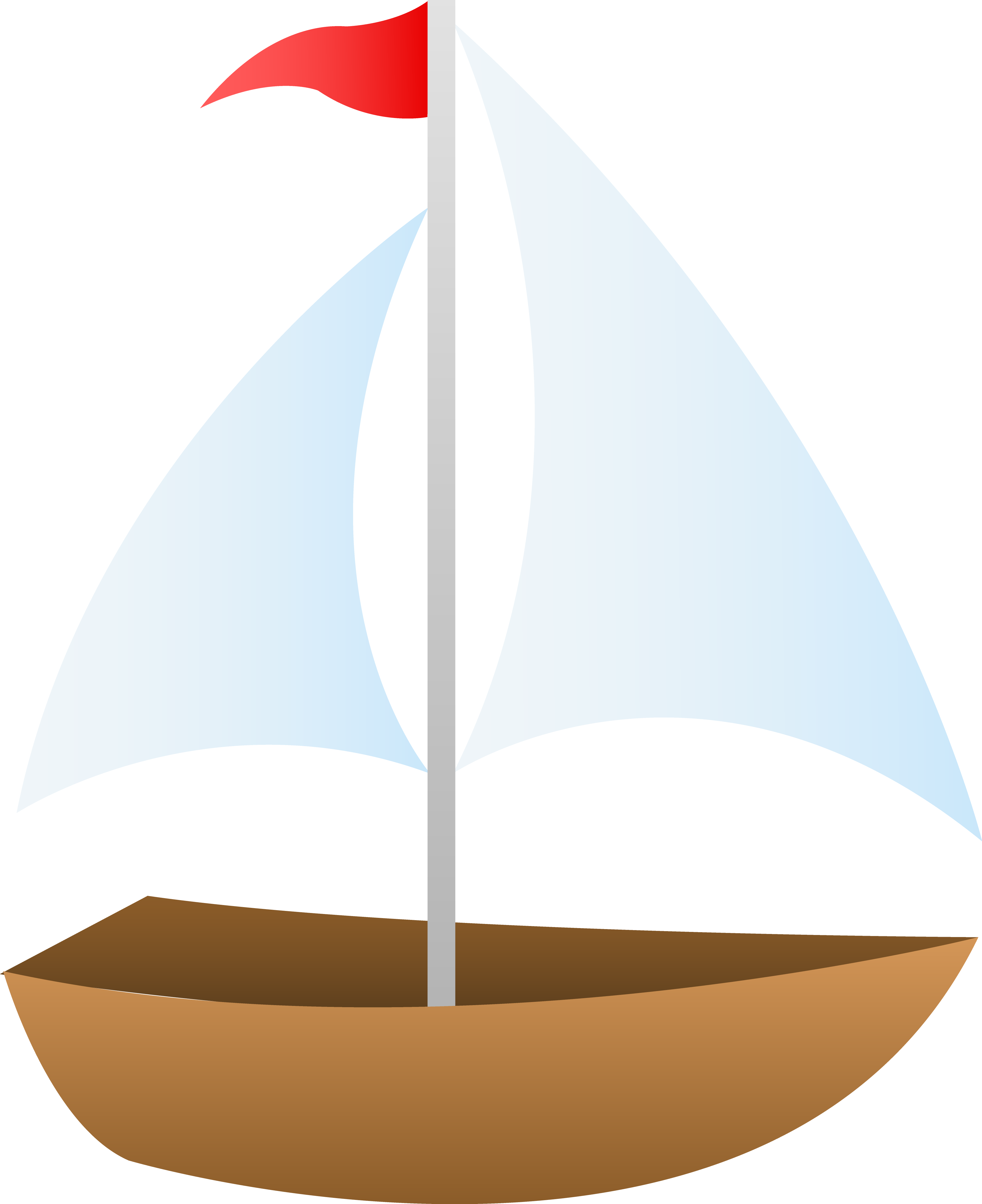 Little Sailboat With Red Flag - Free Clip Art
