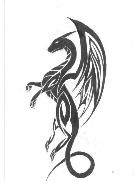 Black Tribal Dragon Tattoos On Side Image | Tattooing Tattoo Designs