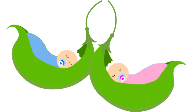 Free Baby Boy & Baby Girl Sleeping on a Peapod Clip Art