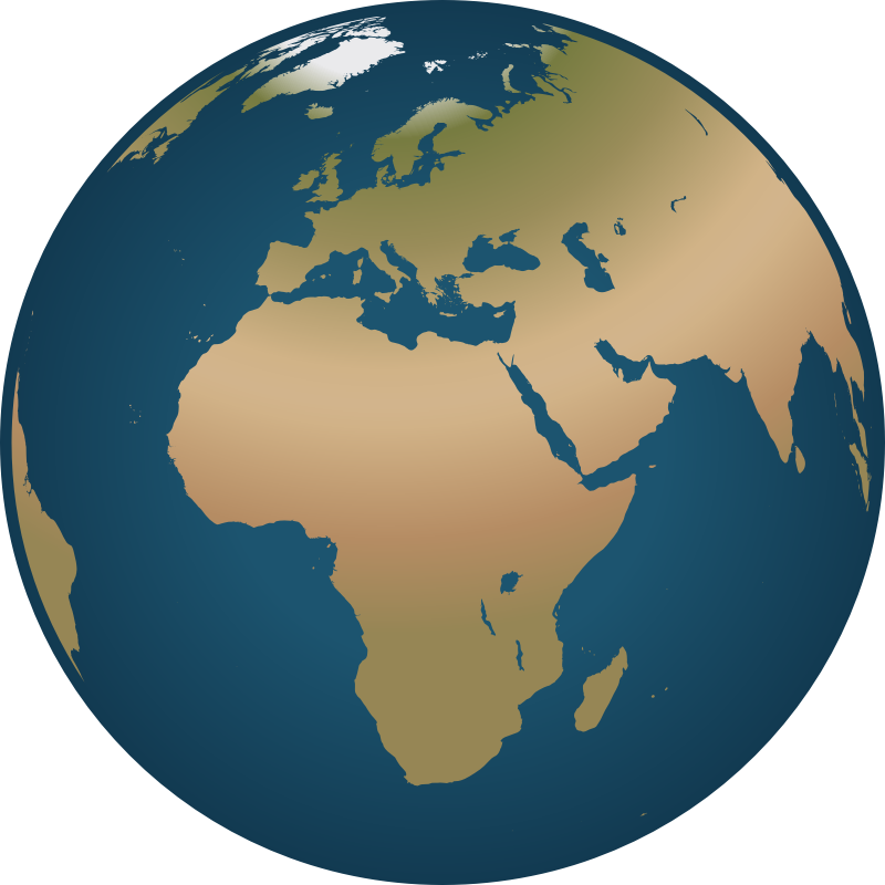 Clipart - Globe facing Europe and Africa