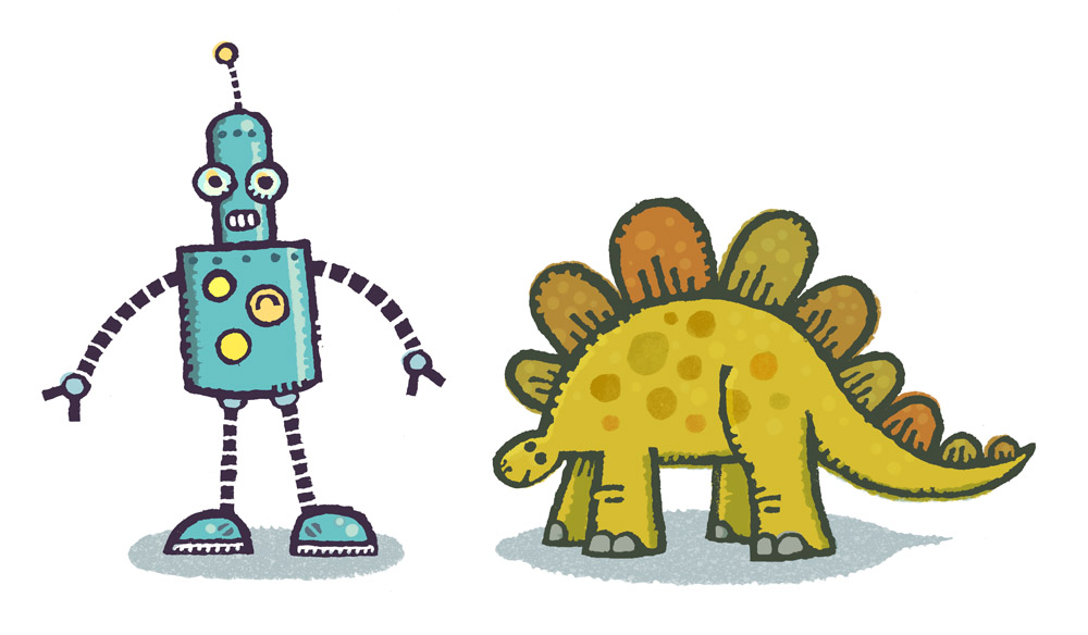 a robot and a stegosaurus « MrBiggs dot com