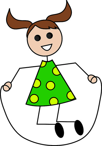 Clip Art Illustration of a Cartoon Little Girl Jumping Rope - a ...