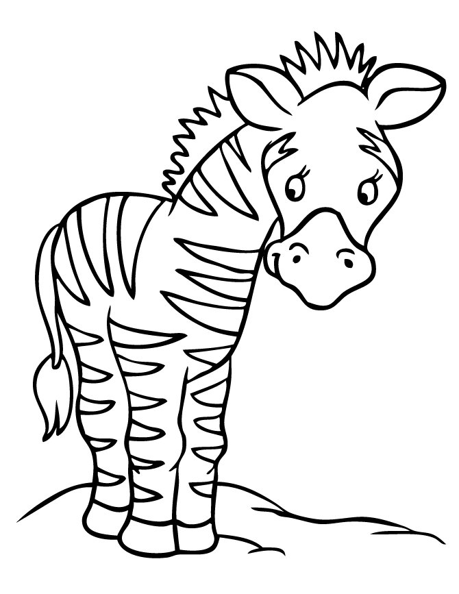 Cute Cartoon Zebra Coloring Page | HM Coloring Pages
