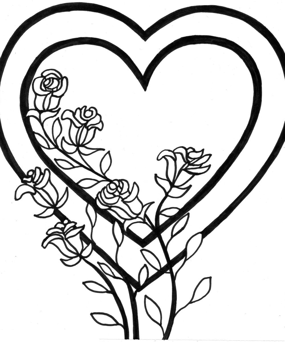 Trends For > Coloring Pages Of Hearts With Ribbons