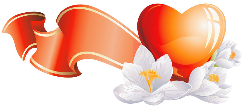 Heart Element with White Flowers Clipart