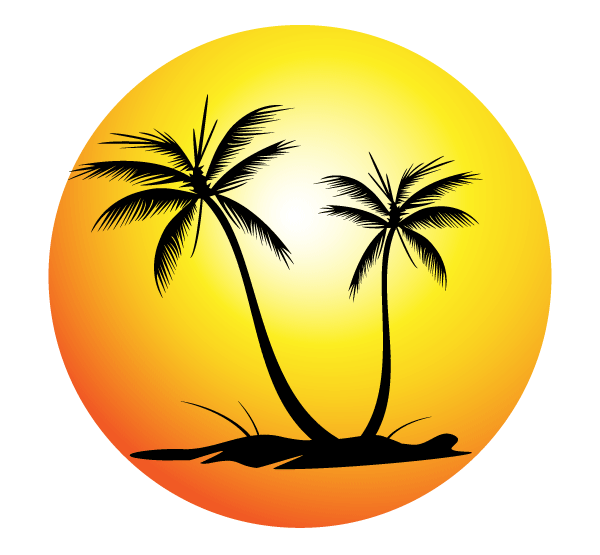 Free Tropical Beach with Palm Trees Vector Image | Summer Vector ...