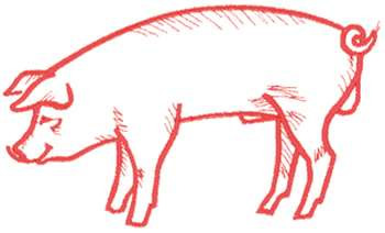Dakota Collectibles Embroidery Design: Pig Outline 4.09 inches H x ...