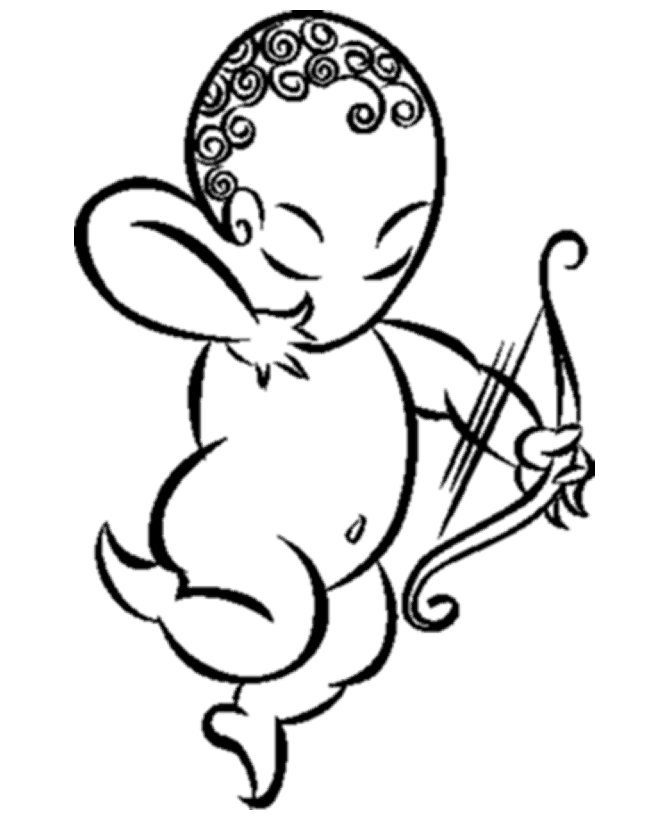Valentine's Day Cupids Coloring Pages - Cute Cupid with a bow ...