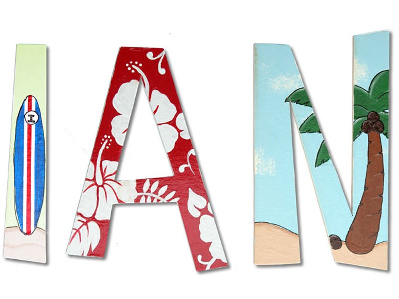 Surf Pattern Painted Wood Letters - Surf Hand Painted Wooden ...