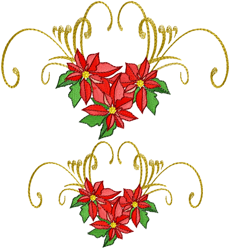 Poinsettia Gold Machine Embroidery Designs 5x7 and 6x10 | eBay