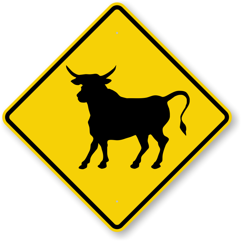 Bull Crossing Sign | Xing Yellow Street Sign, SKU: K-