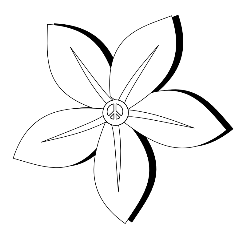 Peace Symbol Peace Sign Flower 35 Black White Line Art Tattoo ...