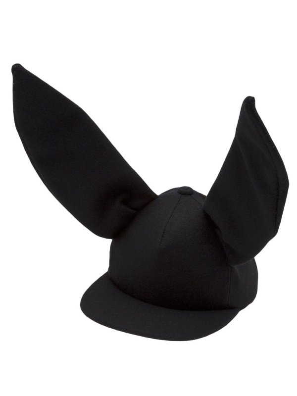 Black wool cap from Commes des Garcons featuring leather brim ...