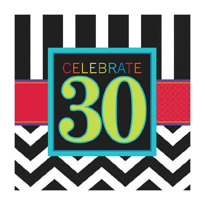 30th Birthday Celebration Beverage Napkins - Party Depot