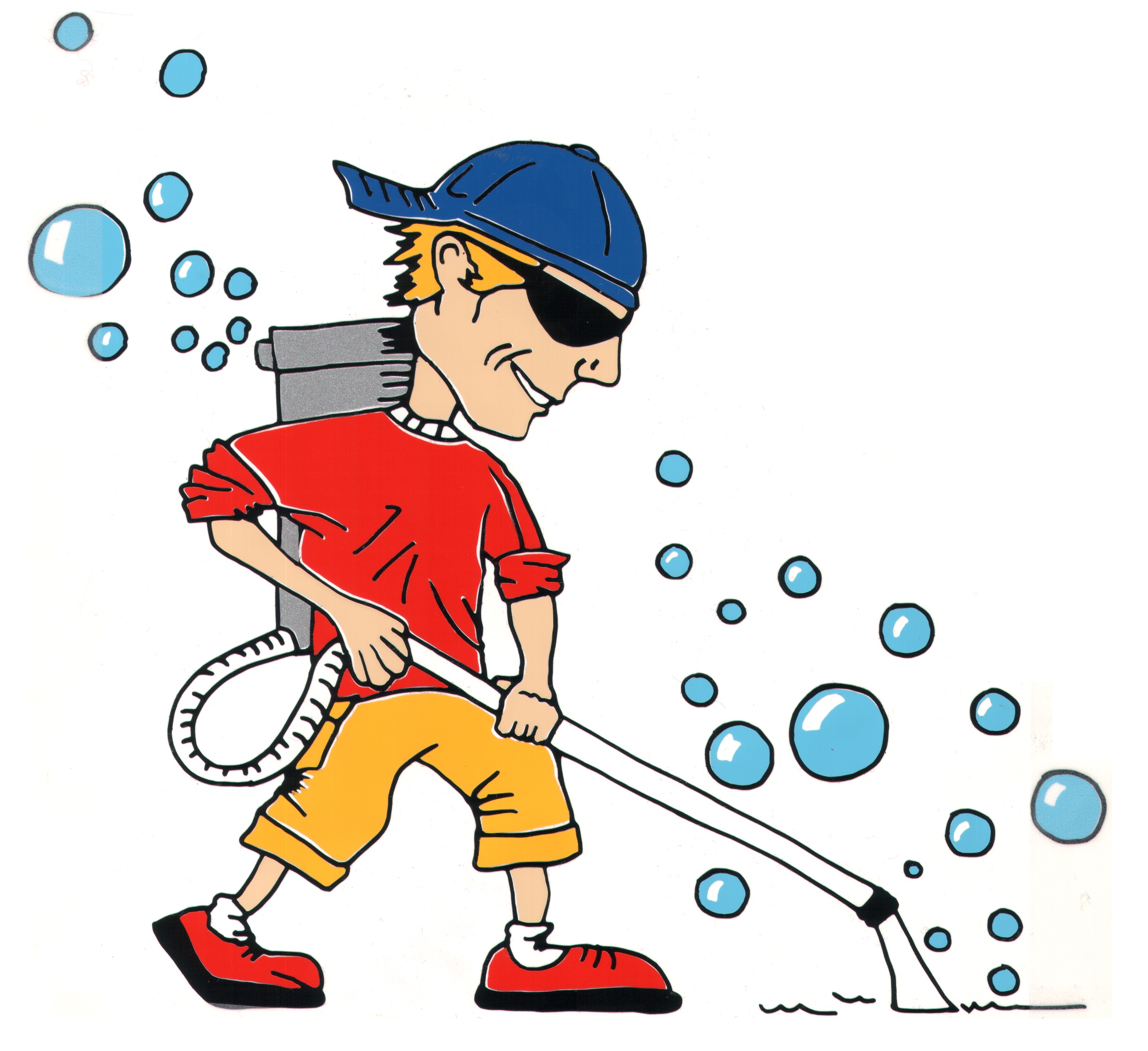 MAN,CARTOON WITH VACUUM-CLEANER & BUBBLES by Ercan Oztas - 1178472
