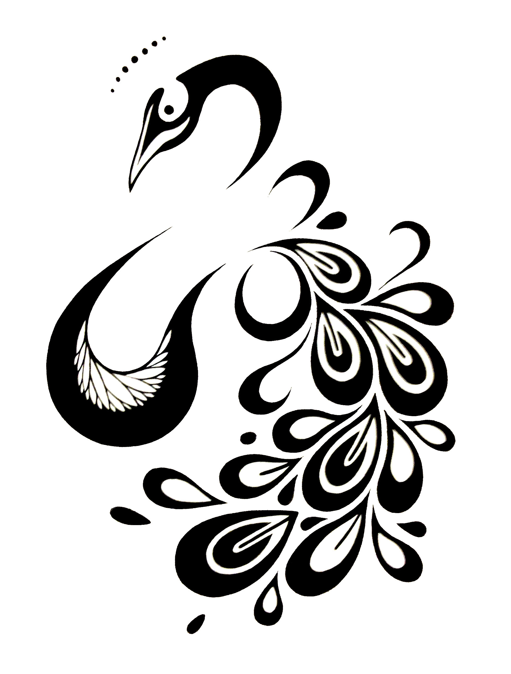 Peacock Tattoo Black And White 39267 | ZWALLPIX