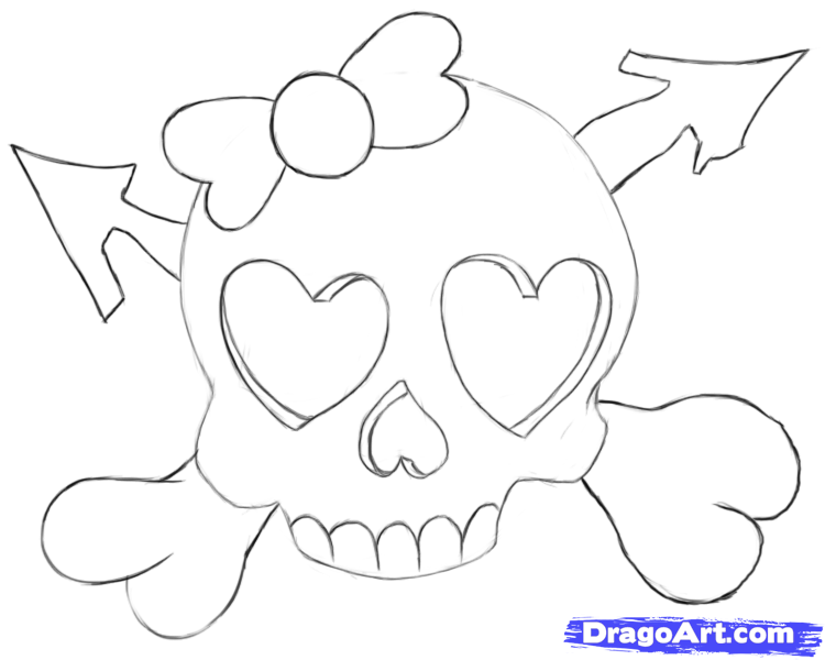 How to Draw a Heart Skull, Step by Step, Skulls, Pop Culture, FREE ...