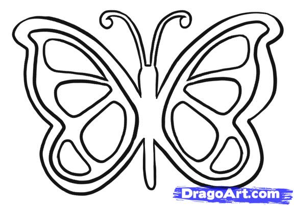 How to Draw a Simple Butterfly, Step by Step, Butterflies, Animals ...