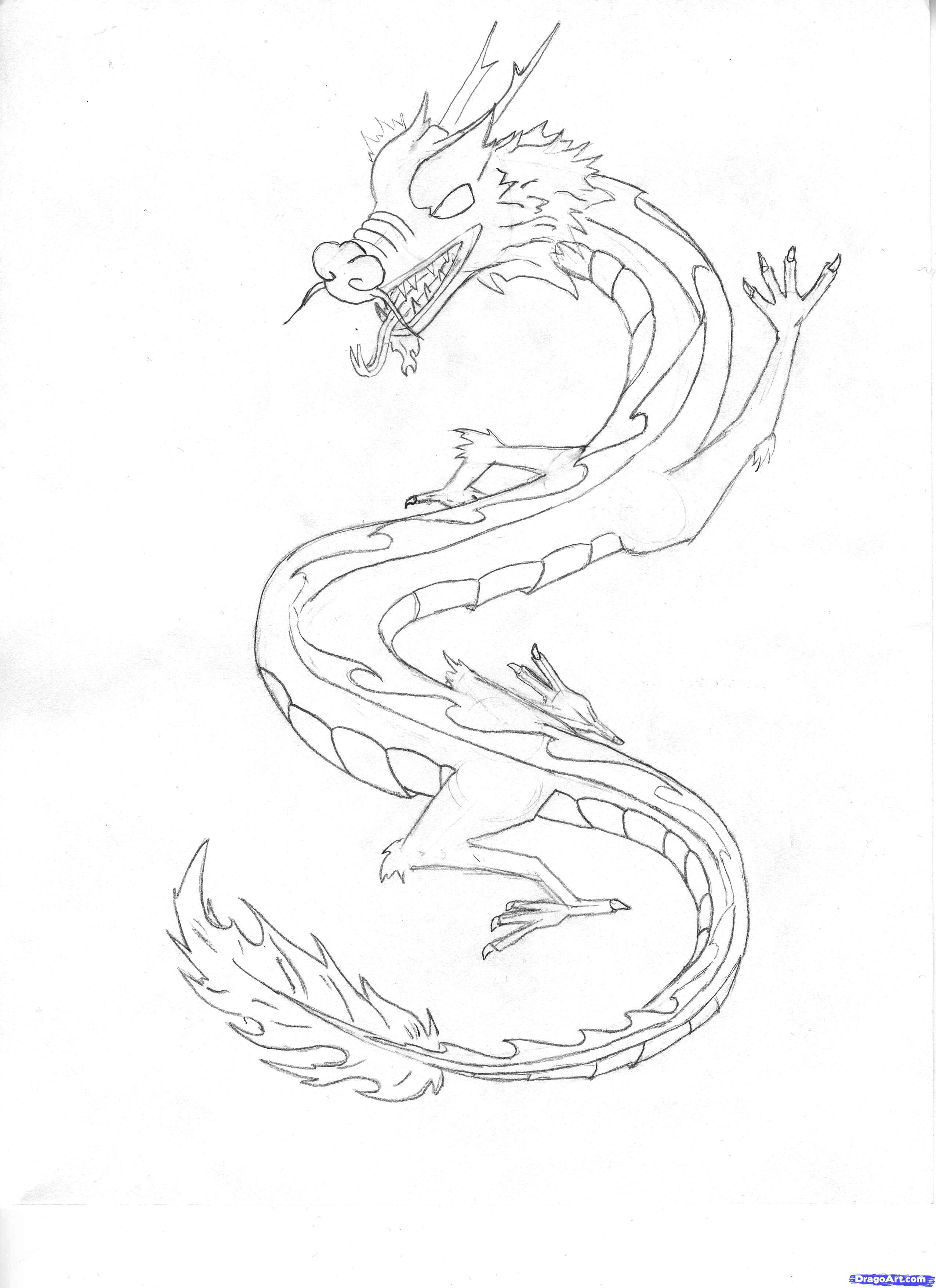 Simple Easy Sketch Drawings Chinese Dragon 
