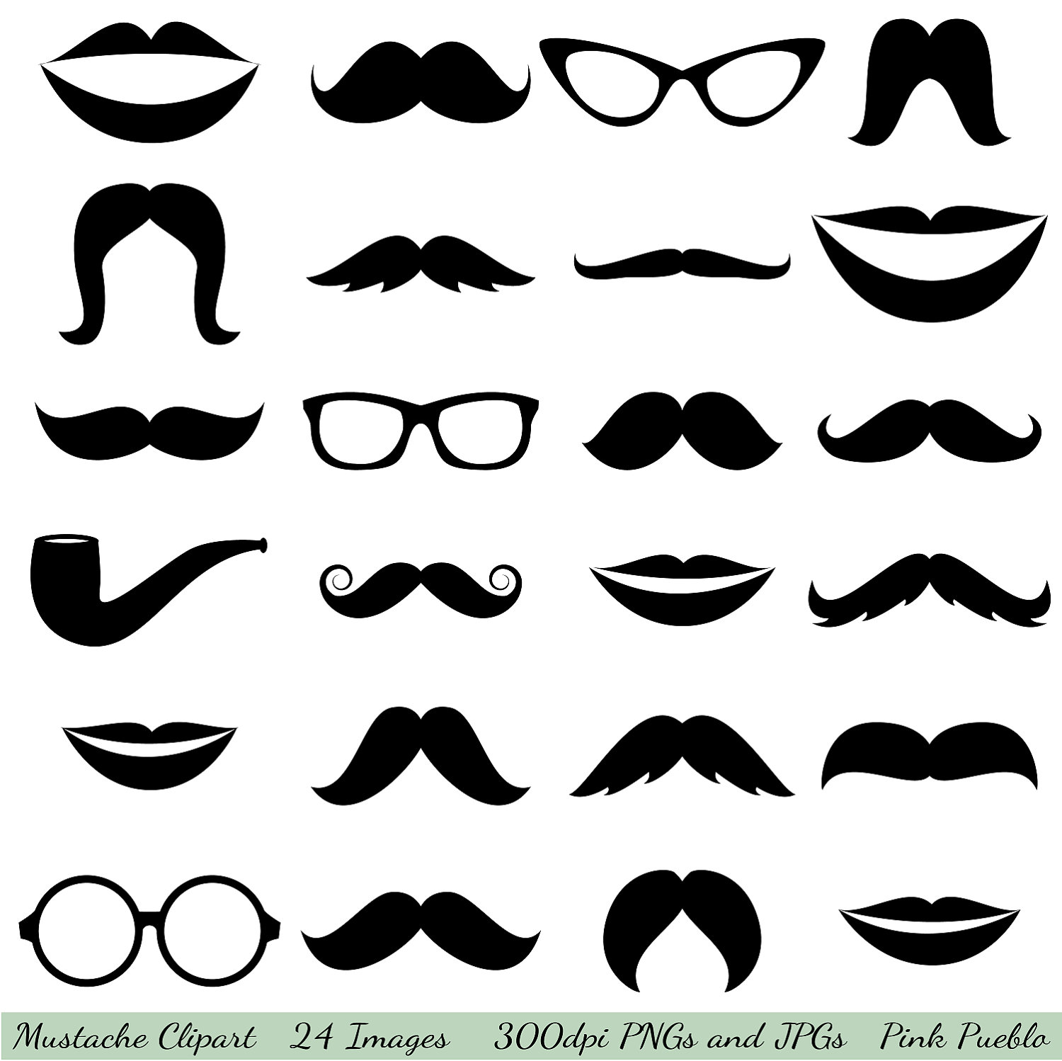 Popular items for mustache clip art on Etsy