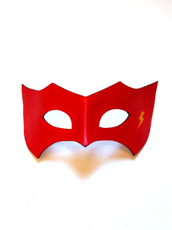 Red Genuine Leather 'Flash' Style Superhero Eye Mask