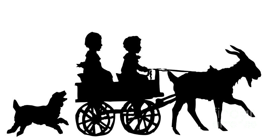 Silhouette Of Children In A Goat Cart by Rose Santuci-Sofranko ...