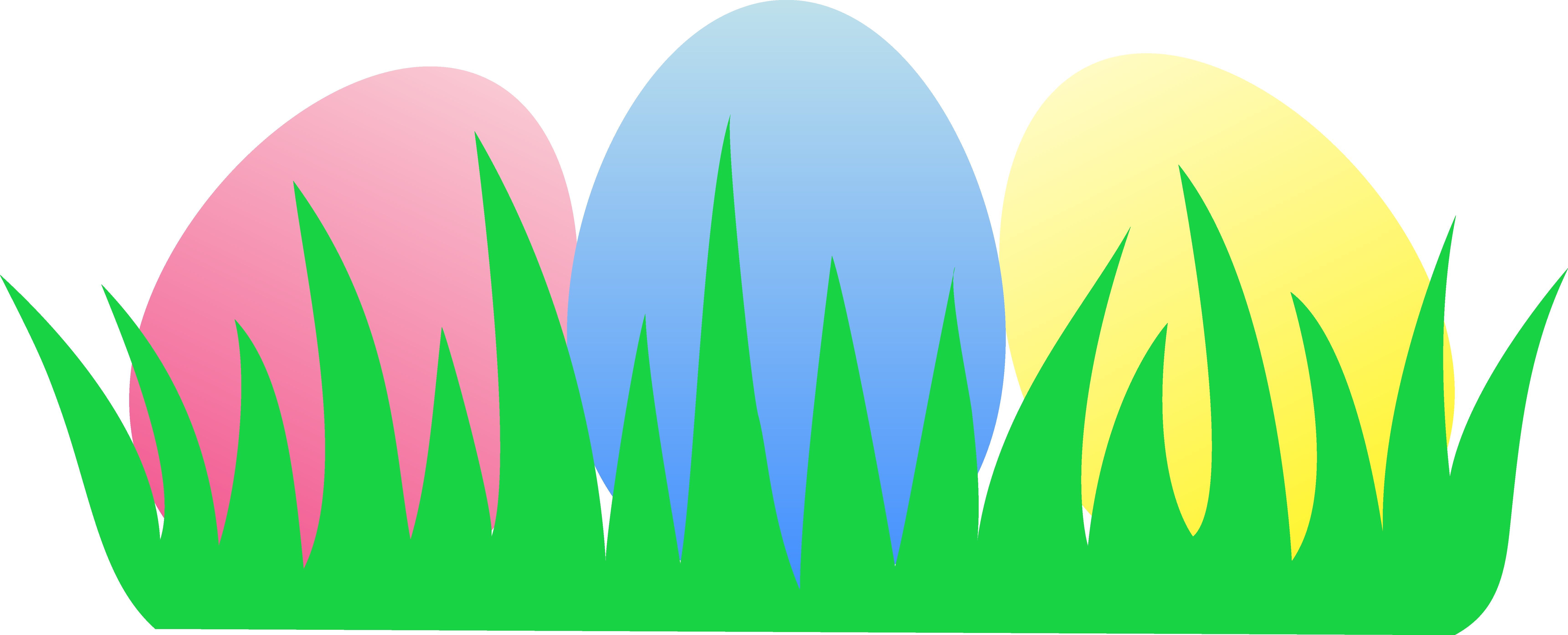 Three Easter Eggs in Grass - Free Clip Art