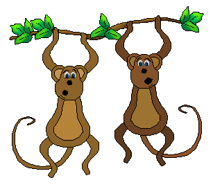 Monkey Clip Art - Two Playful Monkeys