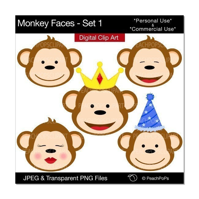 Popular items for cute monkey clip art on Etsy